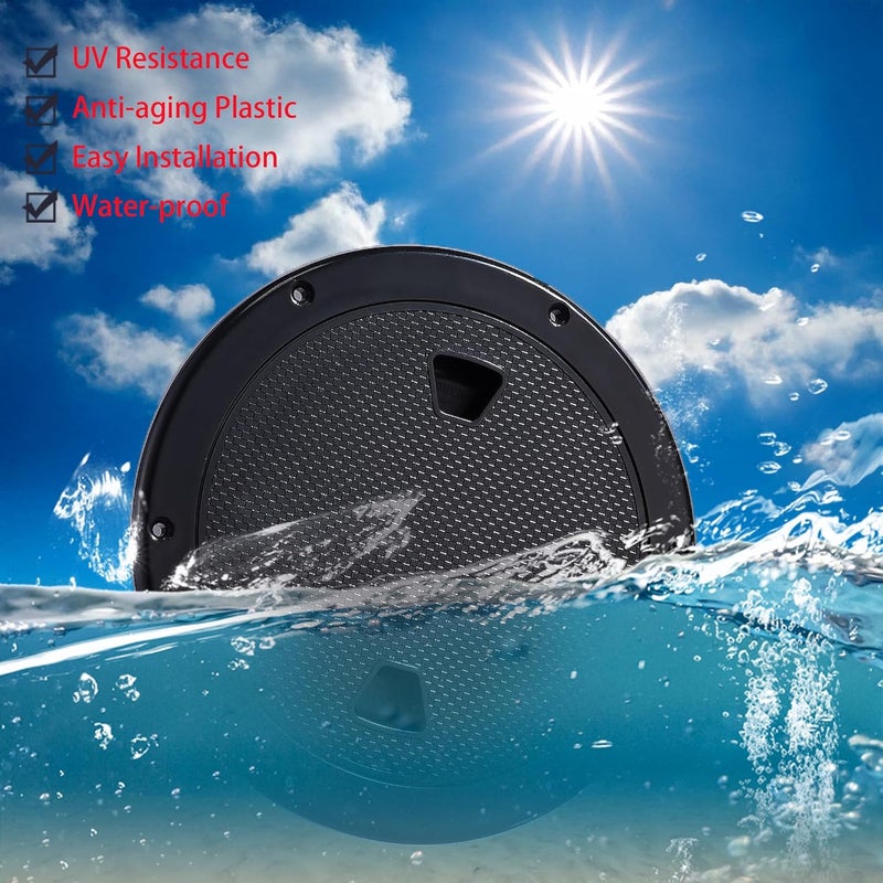 CROSSBODY 2 Pcs Boat Hatch 4" 6" 8" Round Non-Slip Inspection Hatch,Deck Plates for Boats,Detachable Cover, Suitable for Ships, RV, Outdoor Facilities,ABS Plastic,Attached Screw - Image 3